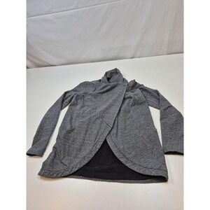 Lululemon Heathered Grey Wrap Cardigan Jacket Full Zip Thumbholes Size 10
